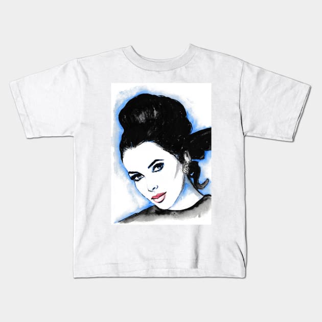 Elizabeth Taylor Kids T-Shirt by Svetlana Pelin